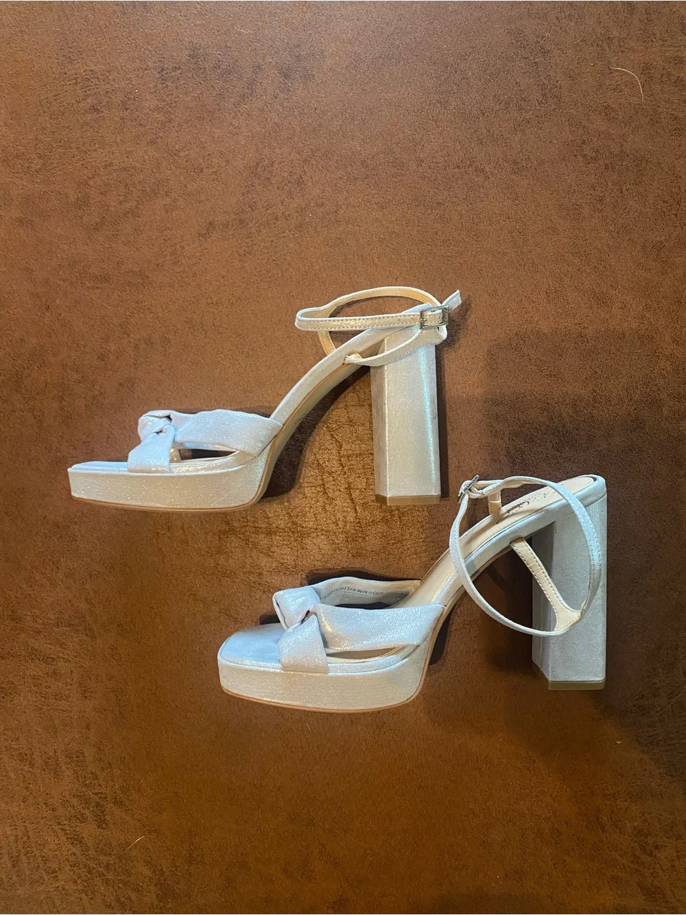 Badgley Mischka Silver Knot Platform Block Heels